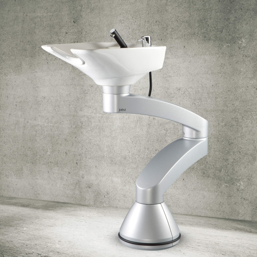 Contura swing PLUS - Lavatesta a colonna in alluminio - Vasca bianca